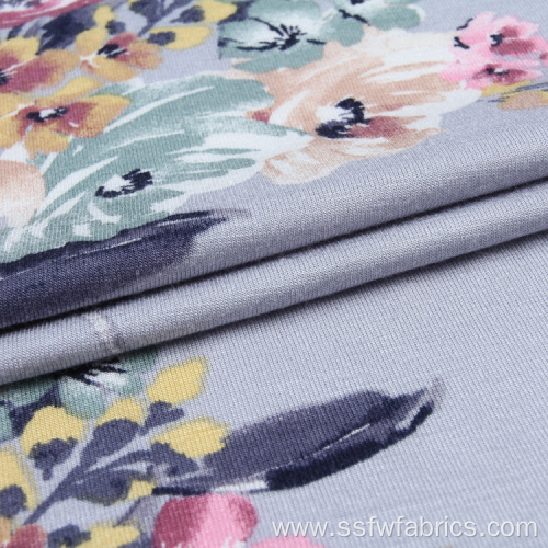 Rayon Grey Jersey Printed Knitting Fabric For Dress